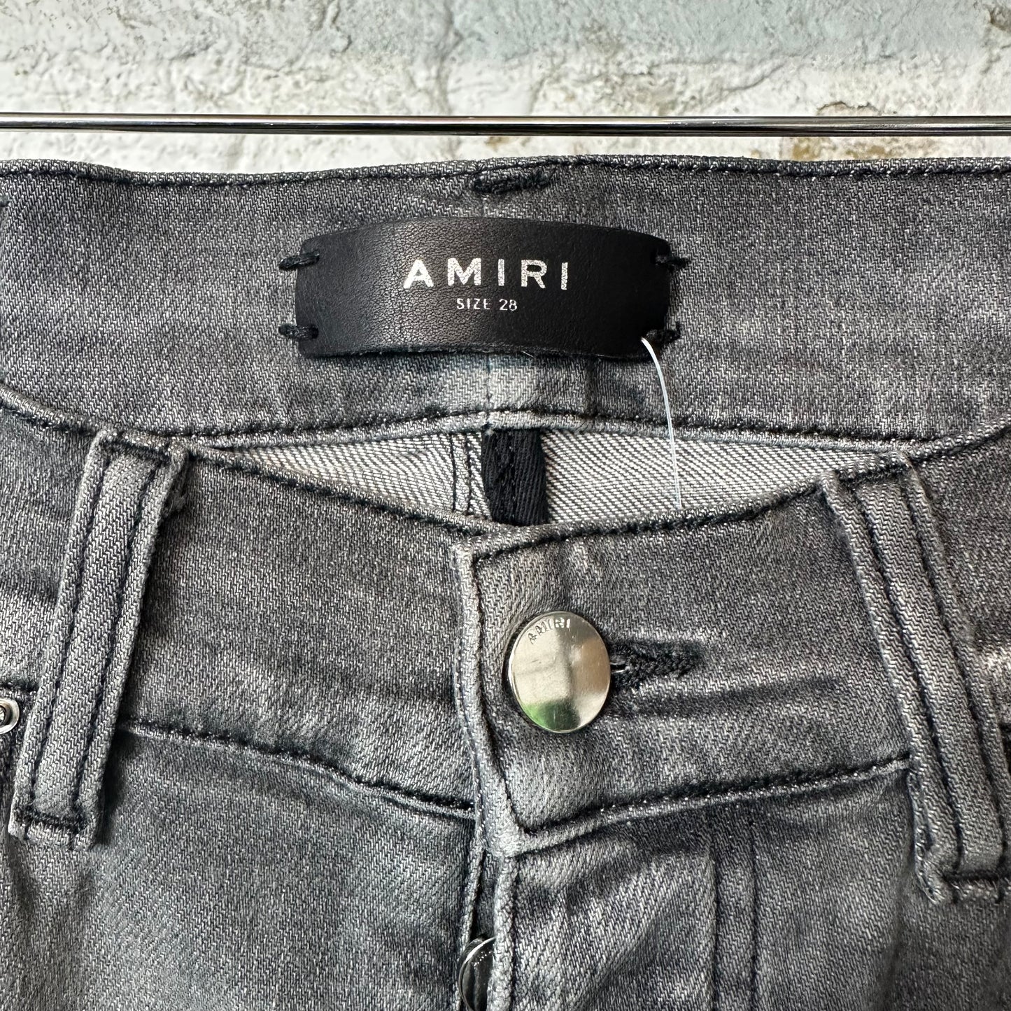 Amiri Knee Rip Plain Gray Denim Jeans Sz 28