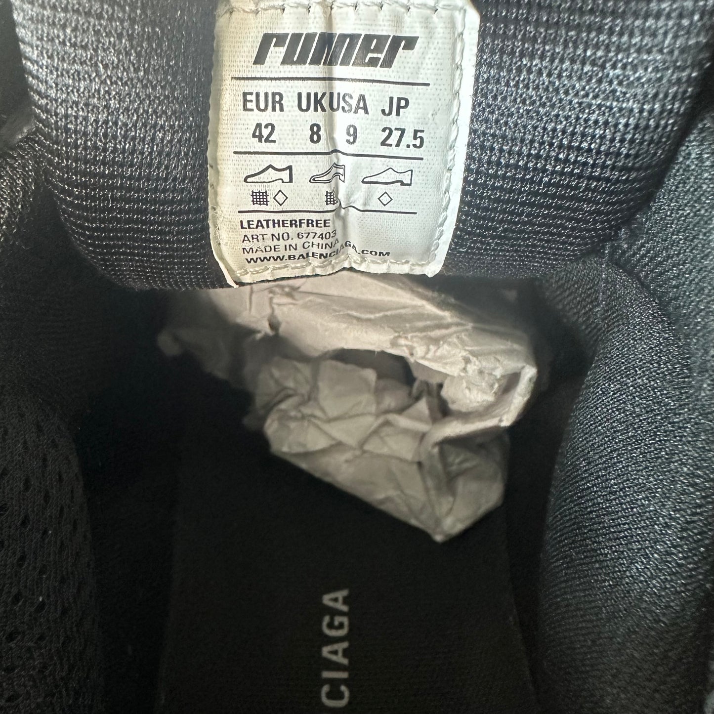 Balenciaga Runner Grey Black Sneaker Sz 9 (42)