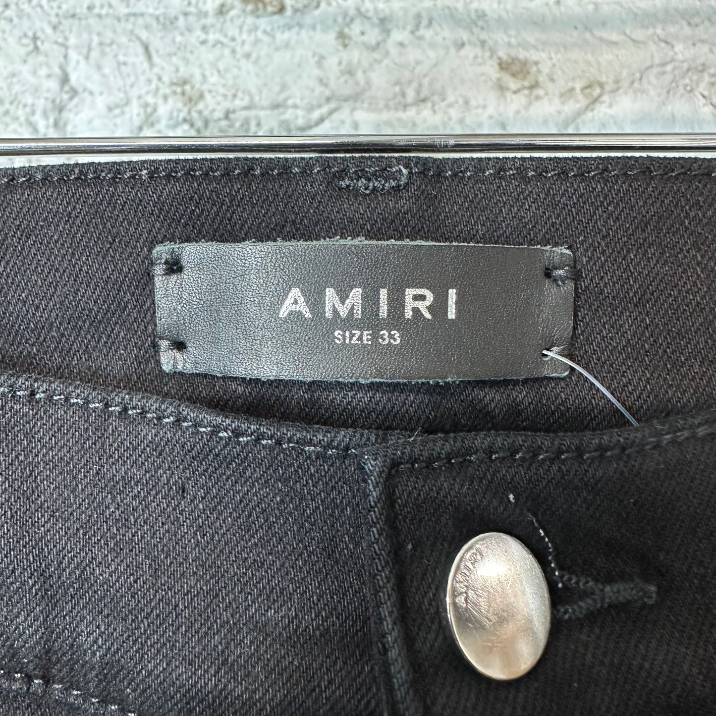 Amiri MX1 Black Multicolor Paisley Black Denim Jeans Sz 33