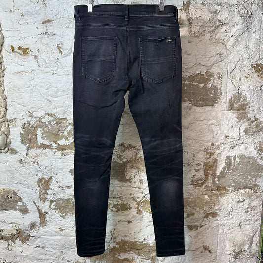 Amiri MX1 Cracked Blue Black Denim Jeans Sz 34
