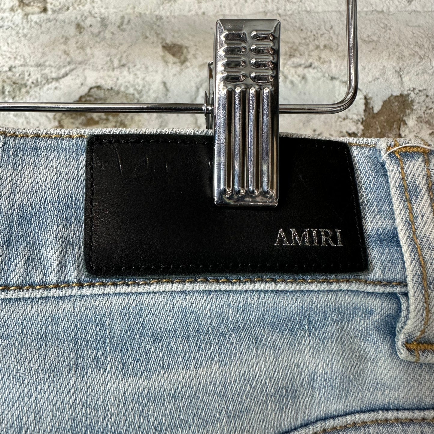 Amiri MX1 Pink Paisley Blue Denim Jeans Sz 31