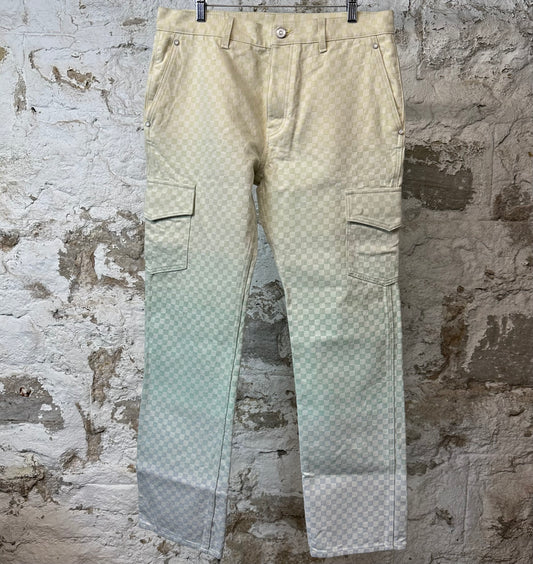 Louis Vuitton Damier Gradient Jacquard Denim Cargo Pants Sz 34