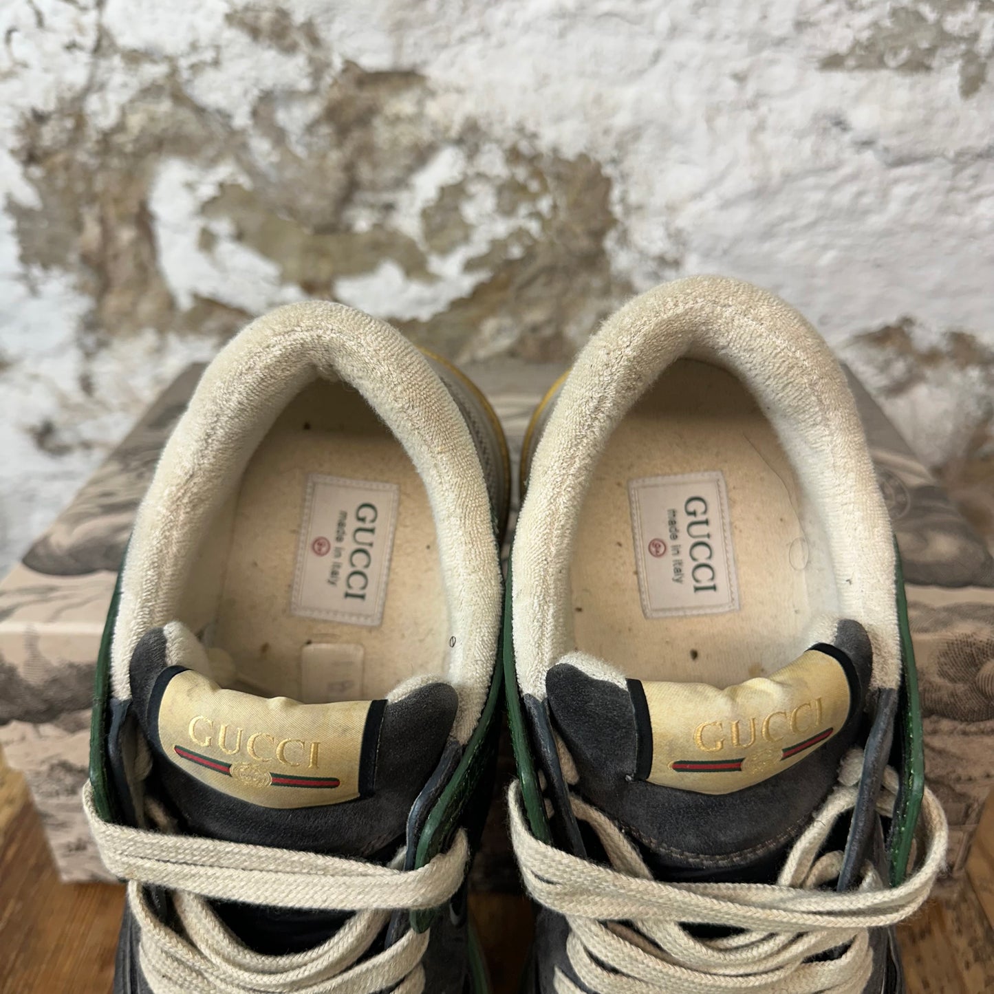 Gucci Ultrapace Green Snakeskin Gray Sneaker Sz 9.5