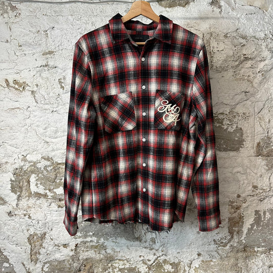 Amiri Red Plaid Swirl Flannel Sz M