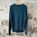 Louis Vuitton White Gradient Monogram Crewneck Turquoise Sz XL
