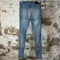 Amiri Plain Blue Distressed Denim Jeans Sz 28