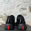 Prada Americas Cup Triple Black Patent Sneaker Sz 10