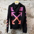 Off White Sleeve Gradient Zip Up Hoodie Black Sz L