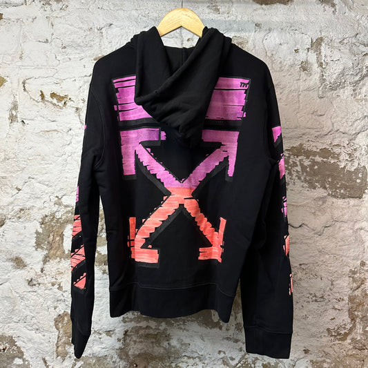 Off White Sleeve Gradient Zip Up Hoodie Black Sz L