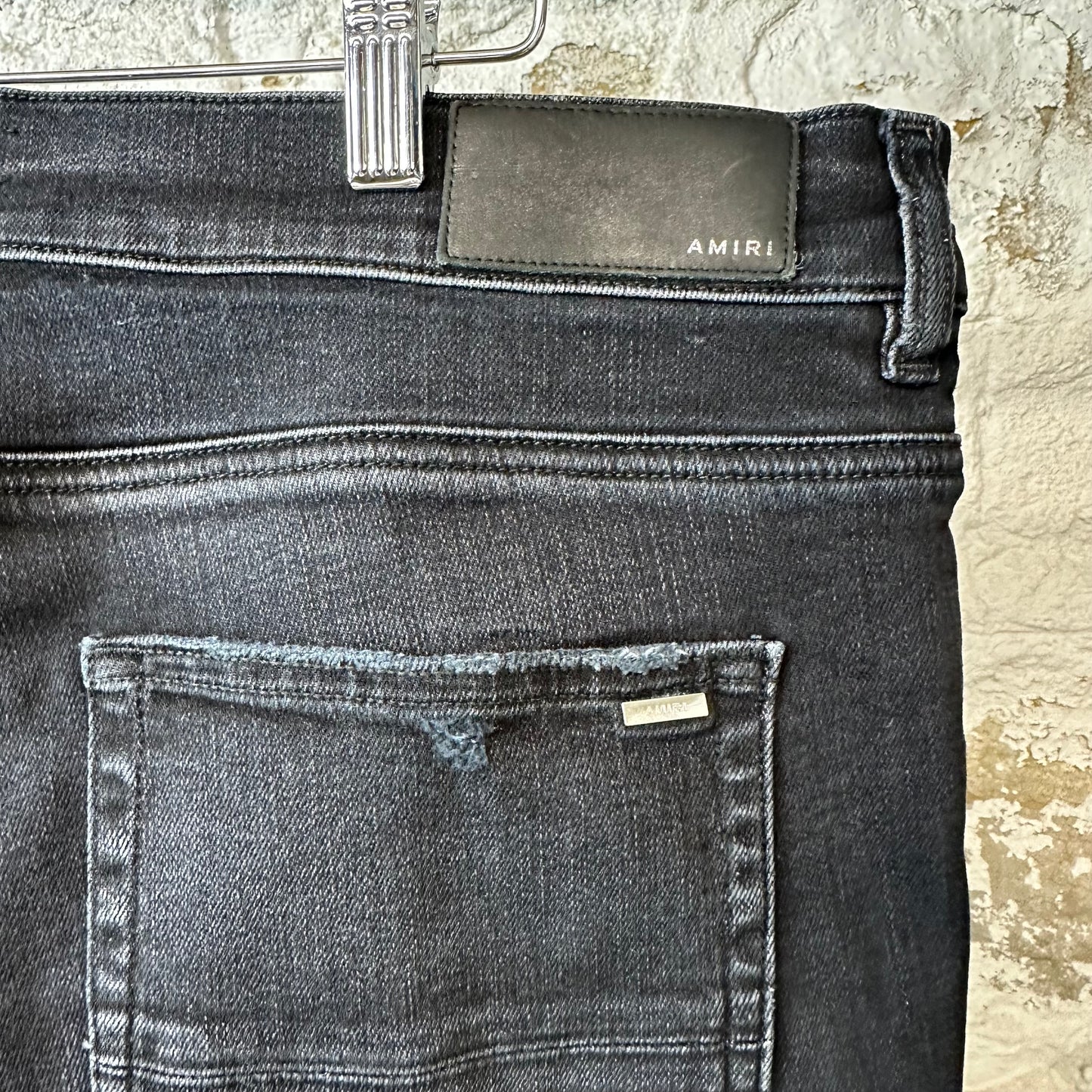 Amiri MX1 Black White Woven Black Denim Jeans Sz 36