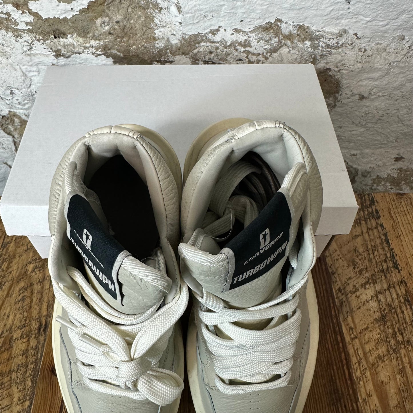 Rick Owens High TURBOWPN Grey Cream Sneaker Sz 9