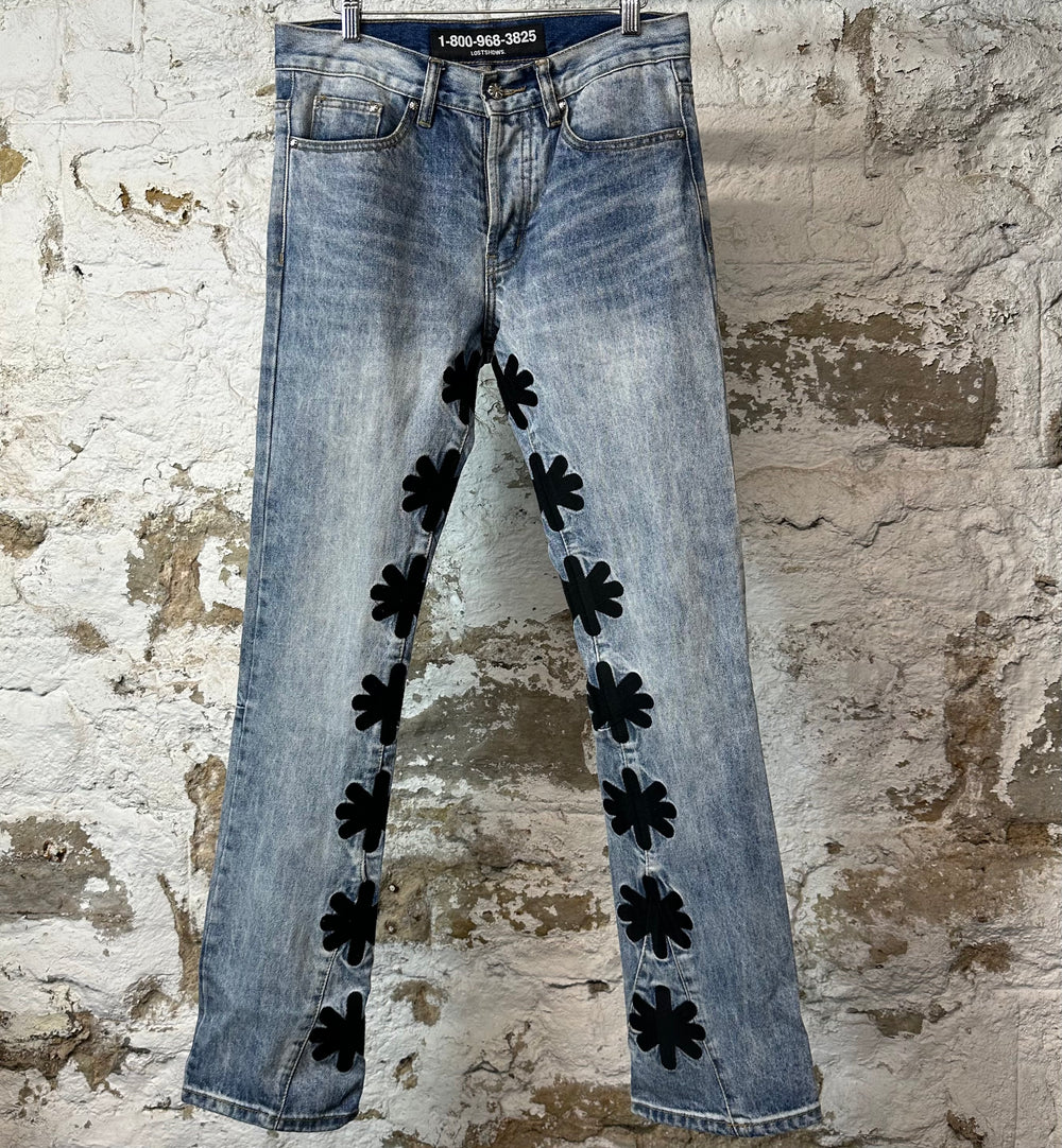 Lost Shadows Sun Logo Blue Denim Jeans Sz 30