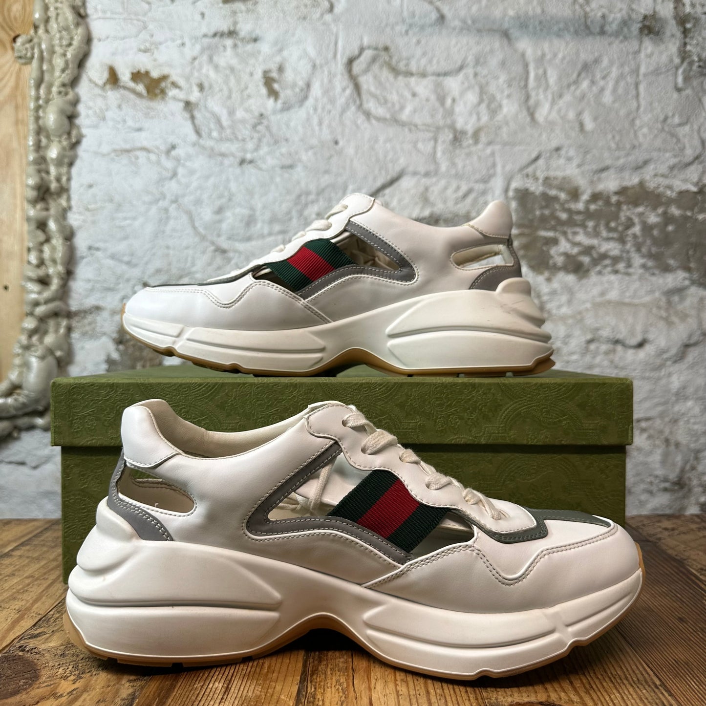 Gucci Rhyton Cut Out White Sneaker Sz 8