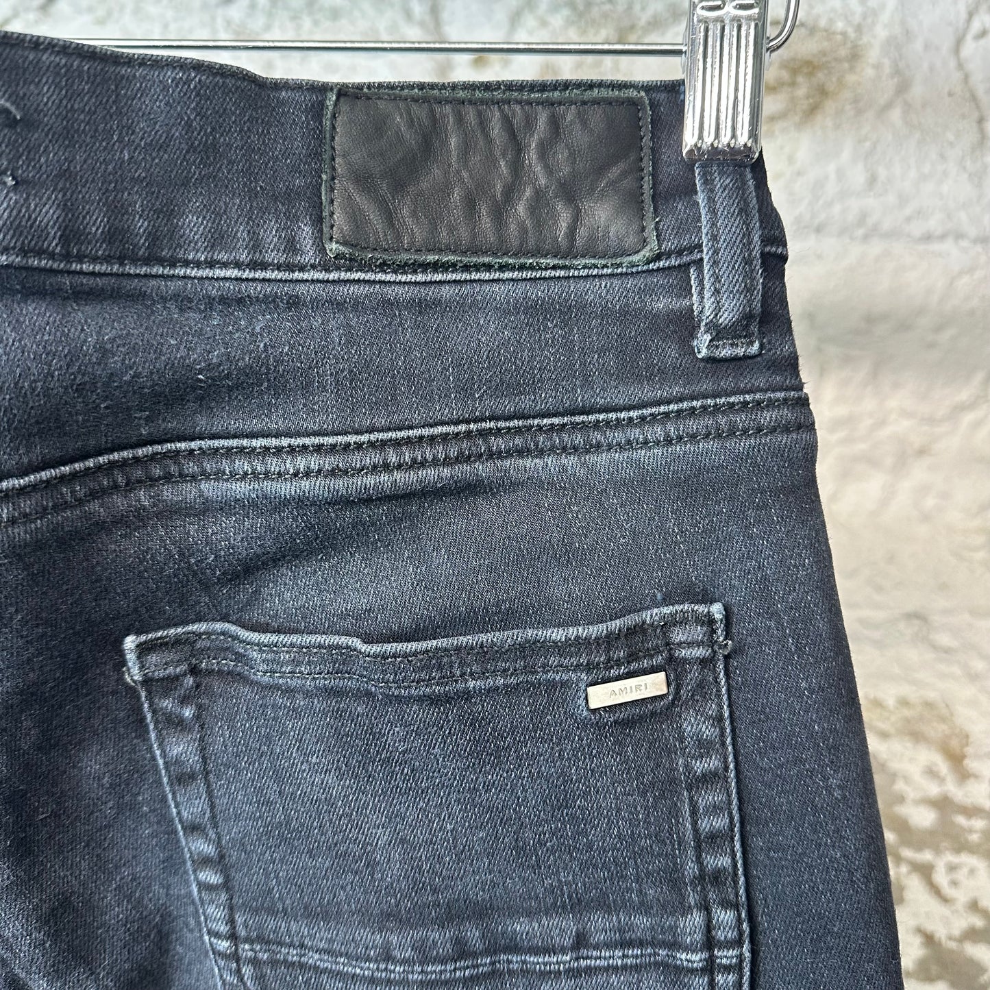 Amiri Red White Bones Black Denim Jeans Sz 30
