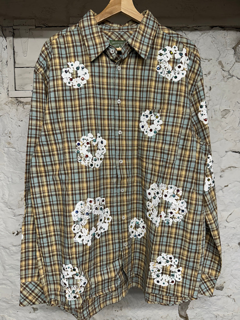 Denim Tears Rhinestone Flannel Button Up Sz M DS