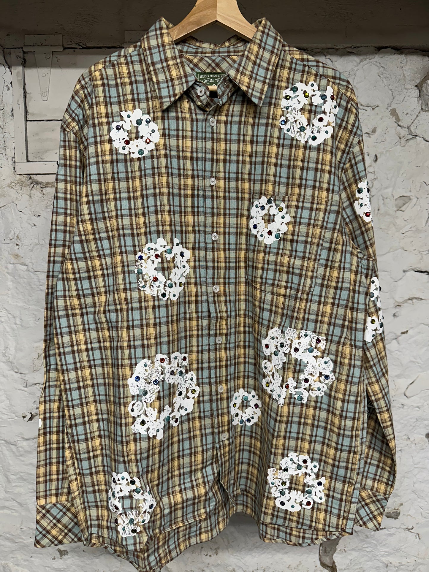 Denim Tears Rhinestone Flannel Button Up Sz M DS
