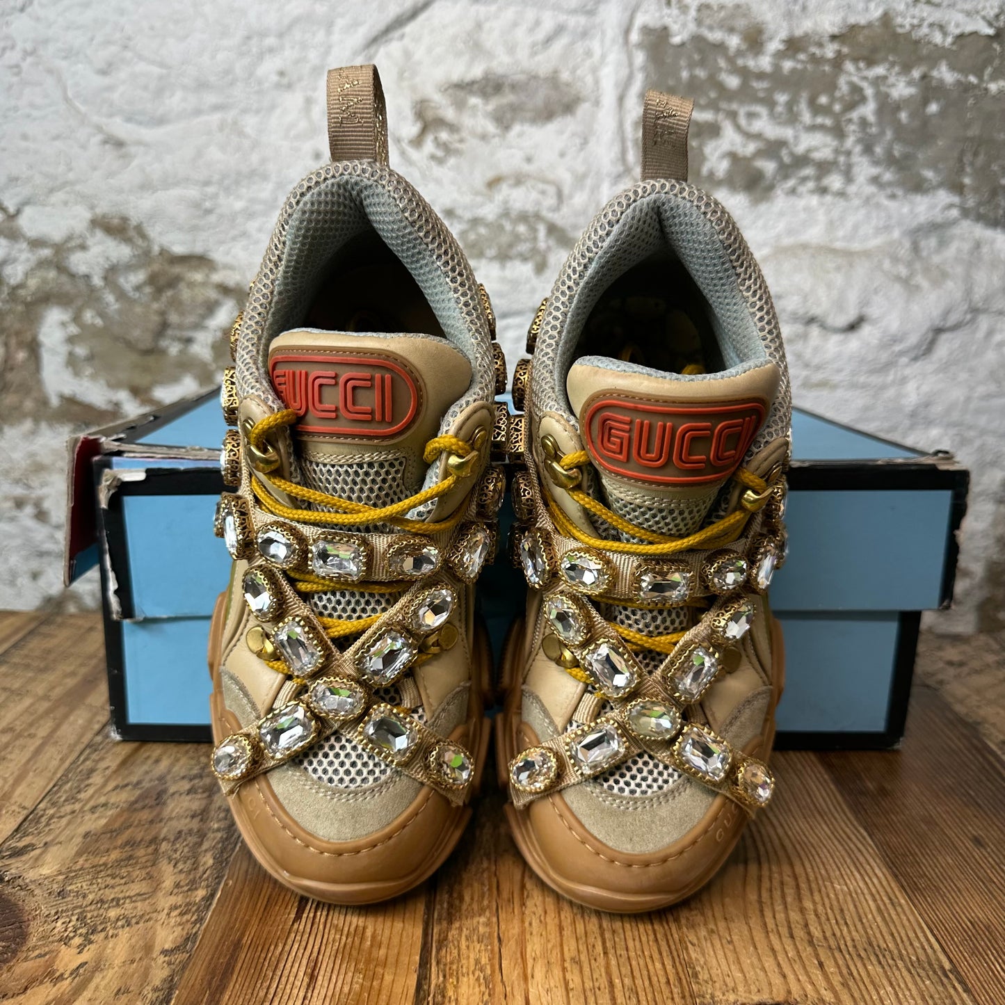 Gucci Flashtrek Crystal Beige Sneaker Sz 4.5 (36.5)
