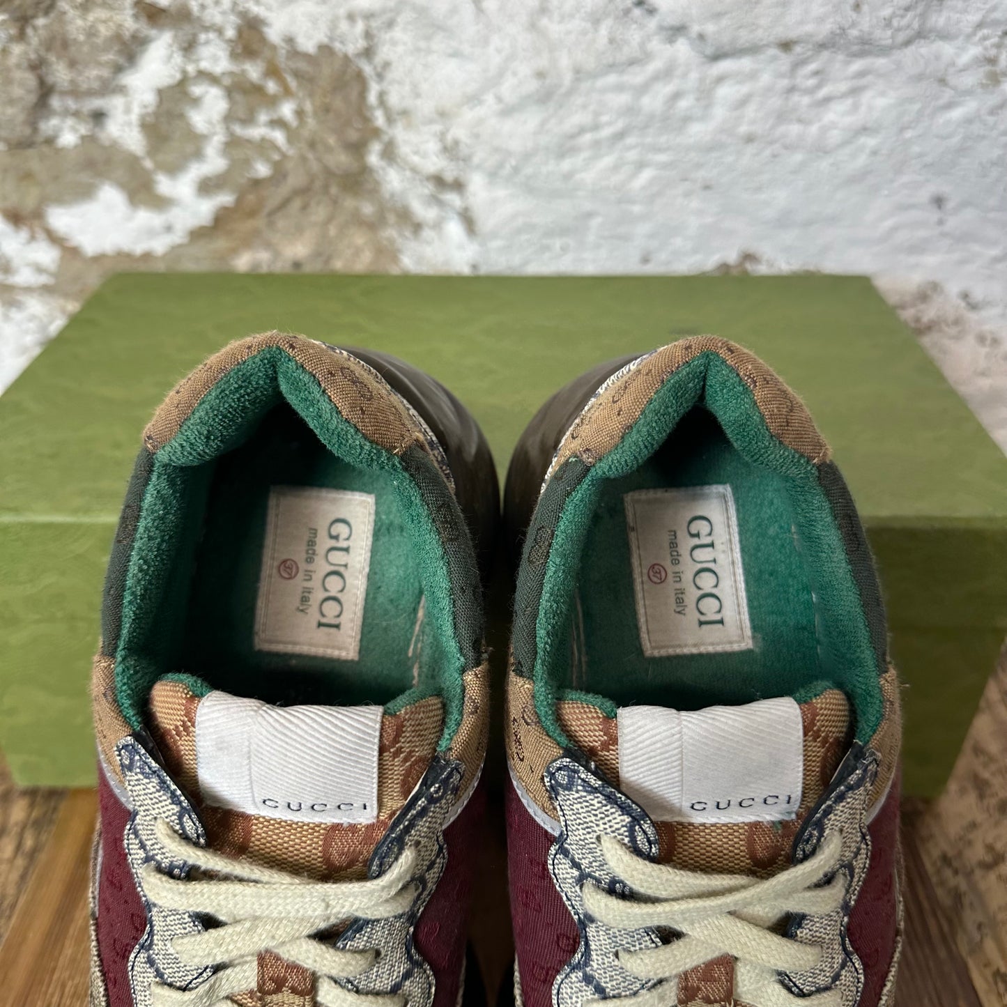 Gucci Rython Multicolor Brown Sneaker Sz 5 (37)