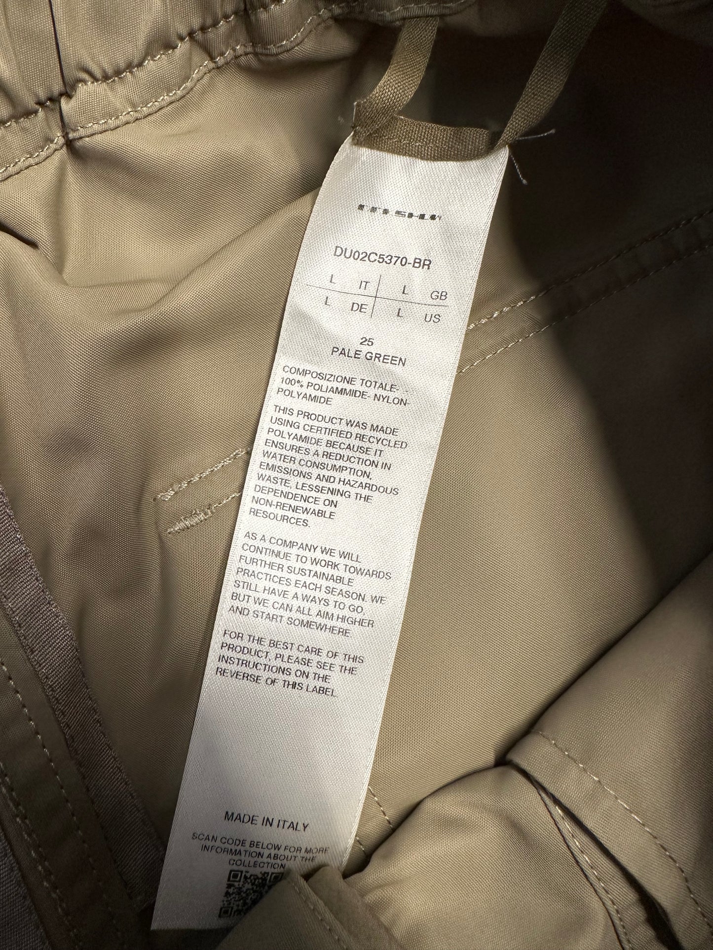 Rick Owens Pale Green Nylon Pants Sz L