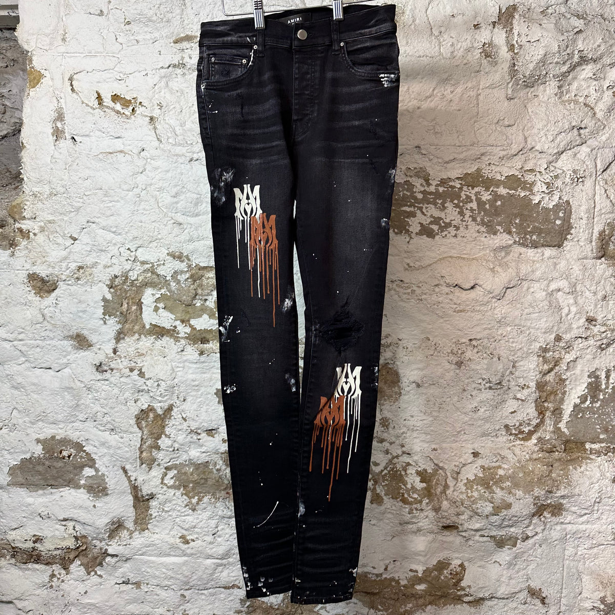 Amiri AM Paint Drip Black Denim Jeans – The Gallery Online