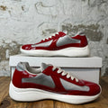 Prada Americas Cup Red Patent Grey White Sneaker Sz 8