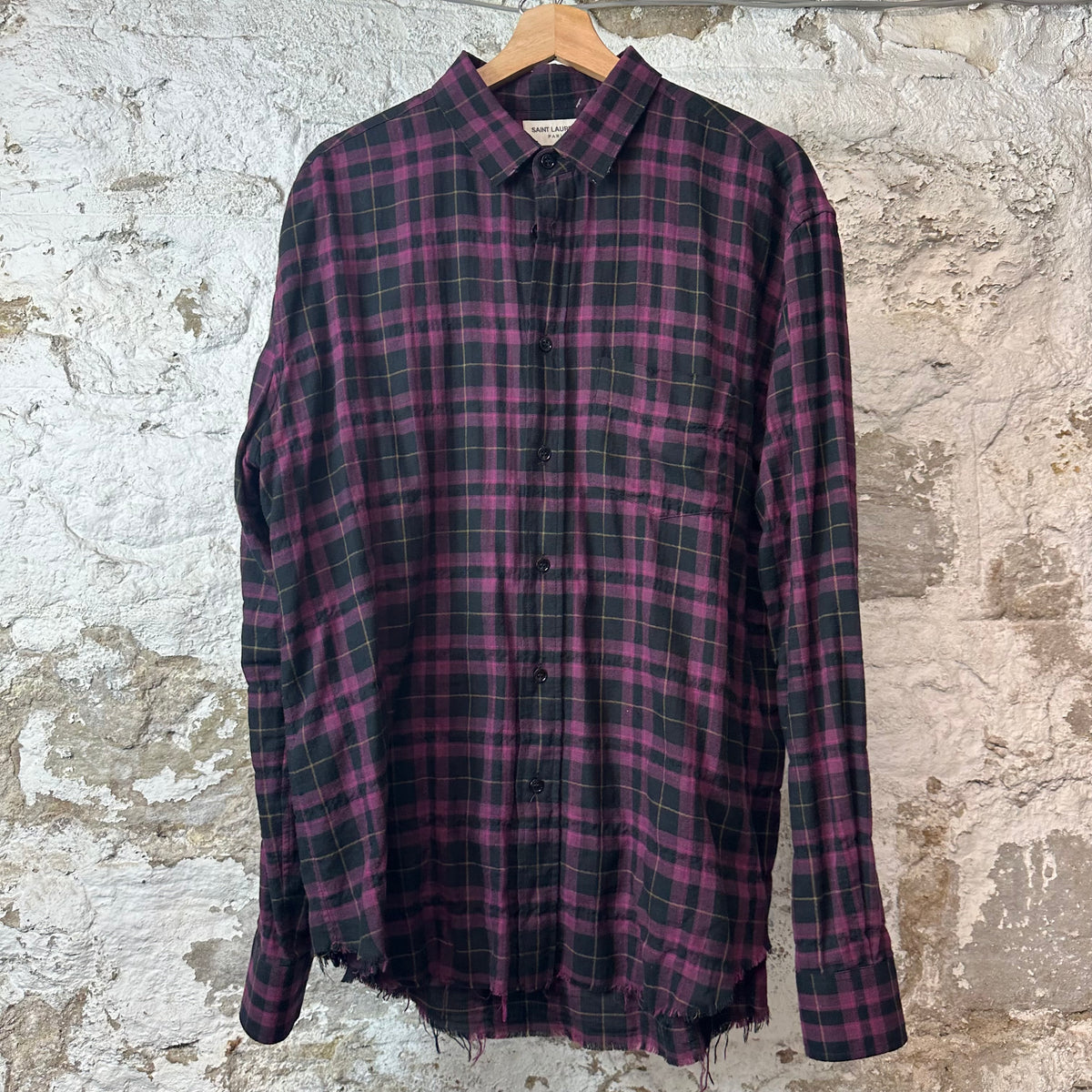 Saint Laurent Purple Plaid Button Up Shirt Sz XL