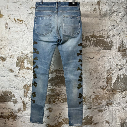 Amiri Camo Bones Blue Denim Jeans Sz 30