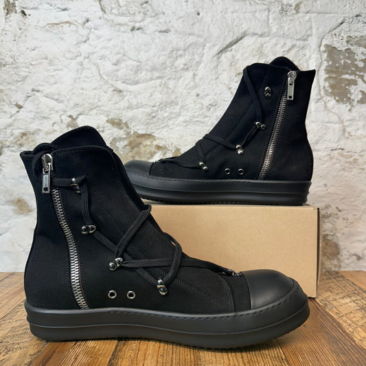 Rick Owens High Hexa Lace Triple Black Sneaker Sz 12.5 (45.5) DS