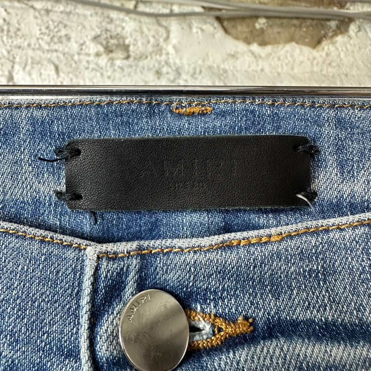 Amiri Green Camo Bones Blue Denim Jeans Sz 30