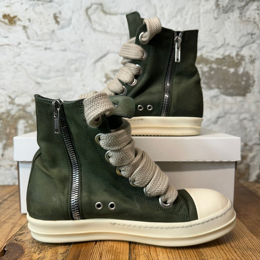Rick Owens High Jumbo Lace Moss Milk Sneaker Sz 7.5 (40.5)
