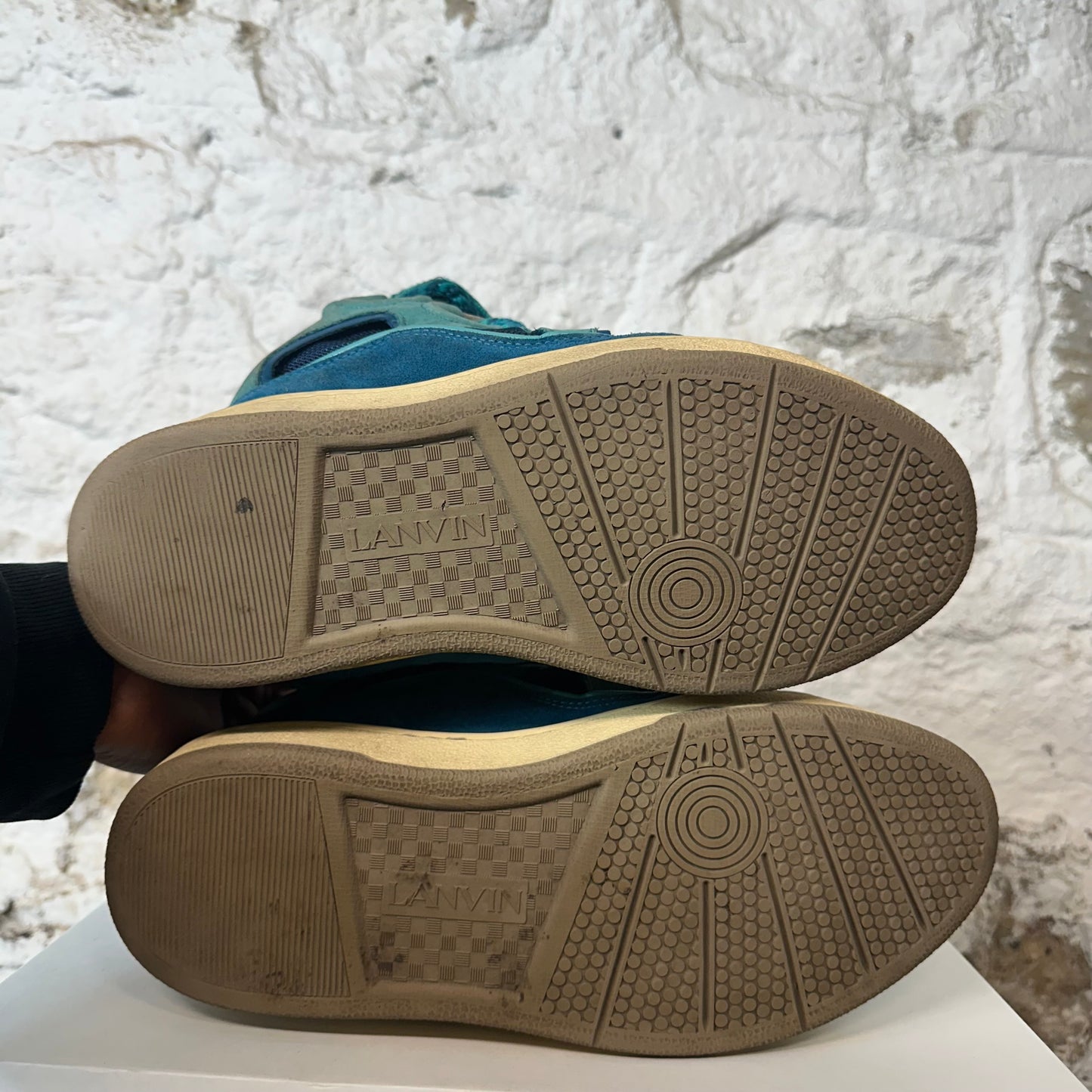 Lanvin Curb Teal Lace Blue Sneaker Sz 9 (42) No Box