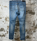 Amiri Distressed Side Spell Blue Denim Jeans Sz 36