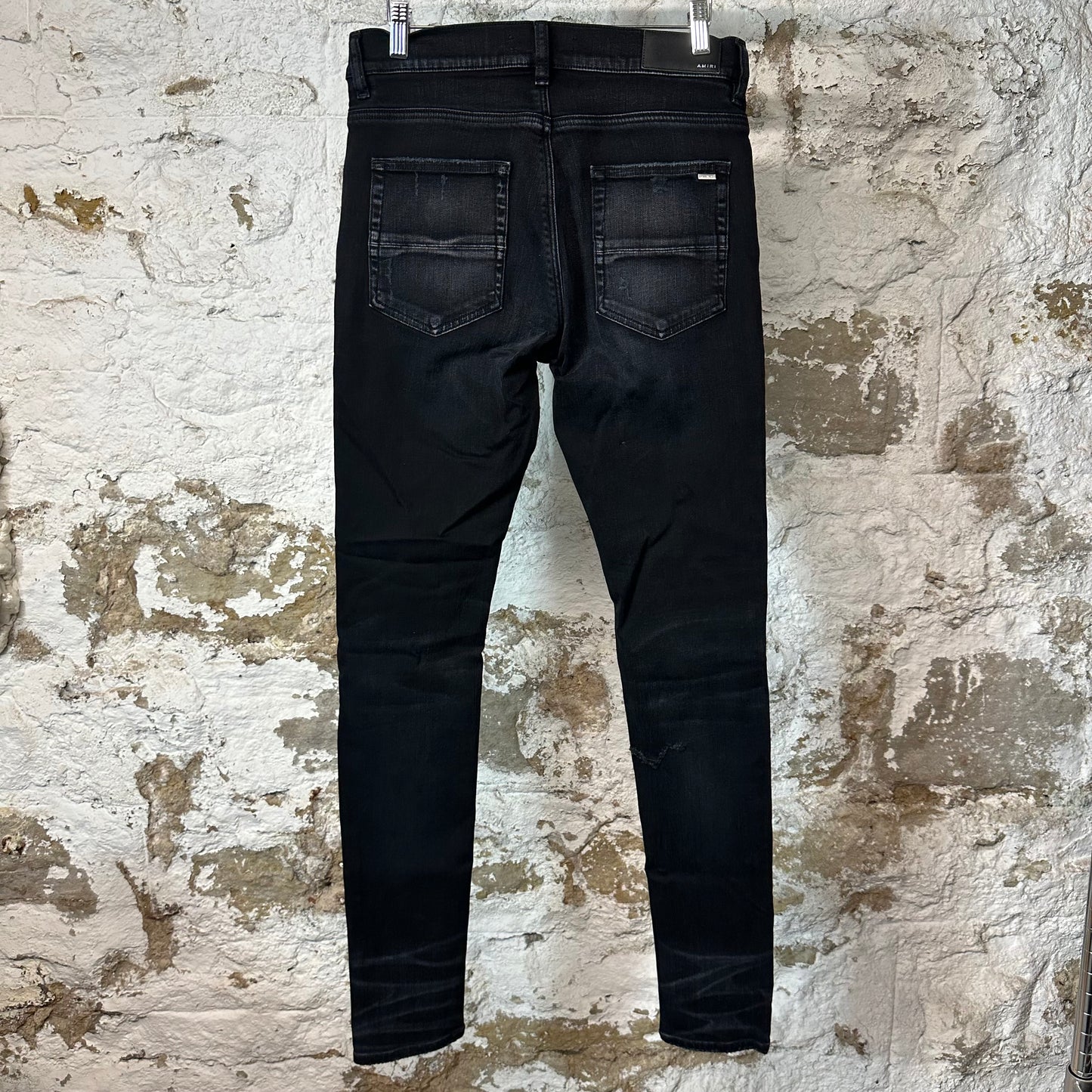 Amiri MX1 Camo Patch Black Denim Jeans Sz 31