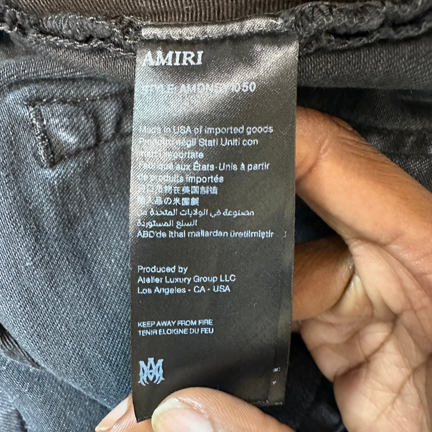 Amiri Vintage Logo Distressed Black Denim Jeans Sz 29