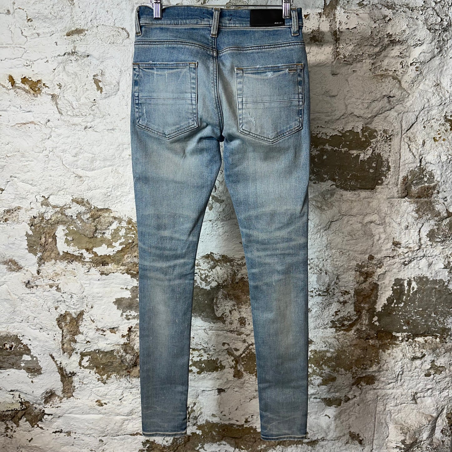 Amiri Knee Hole Plain Blue Denim Jeans Sz 28