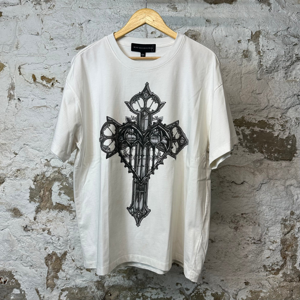 Who Decides War Black Cross T-shirt White Sz XXL