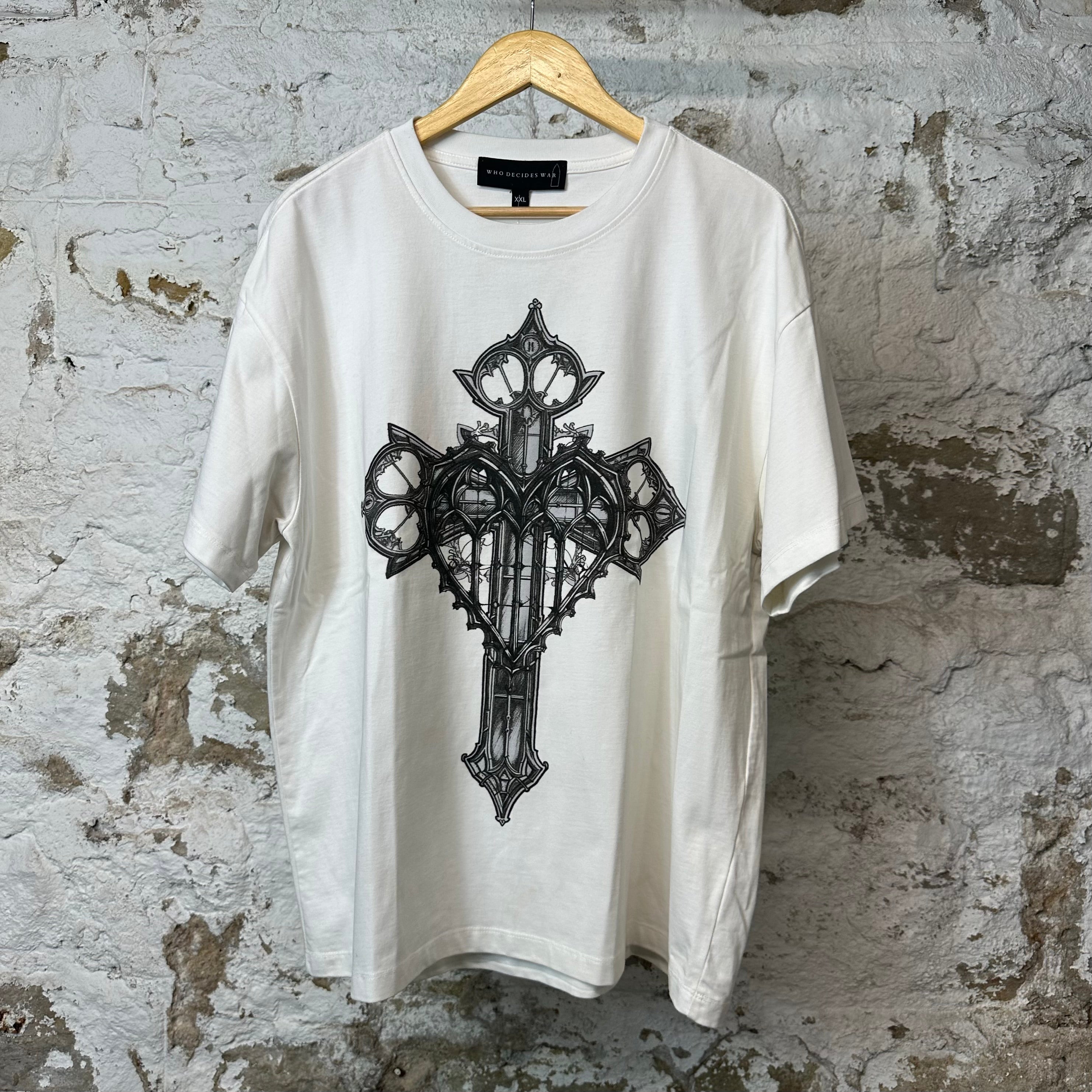 Who Decides War Black Cross T-shirt White Sz XXL