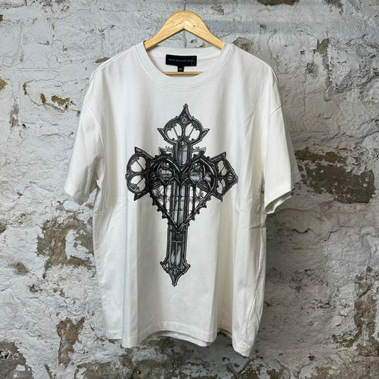 Who Decides War Black Cross T-shirt White Sz XXL