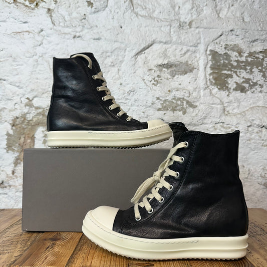 Rick Owens High Black Leather Milk Sneaker Sz 5 (37)