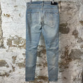 Amiri Knee Rip Crystal Splatter Blue Denim Jeans Sz 32
