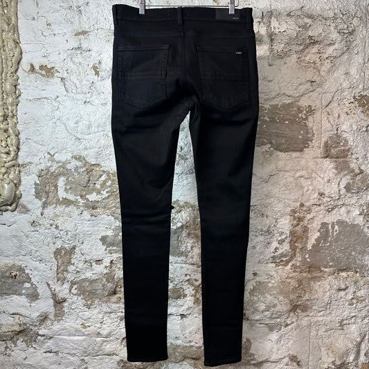 Amiri MX1 Brown Suede Black Denim Jeans Sz 33