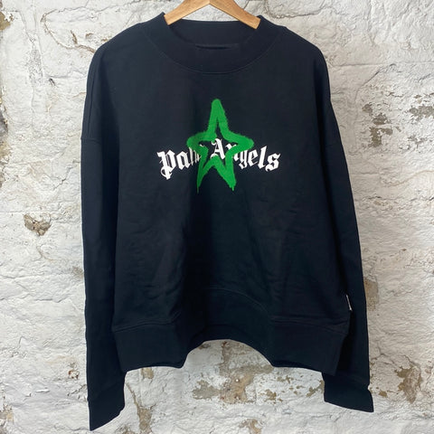 Palm Angels Green Star Crewneck Black Sz M DS