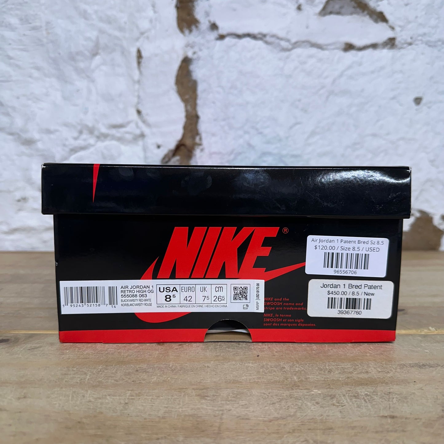 Air Jordan 1 High Patent Bred Sz 8.5