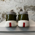 Prada Americas Cup Olive Patent Grey White Sneaker Sz 9