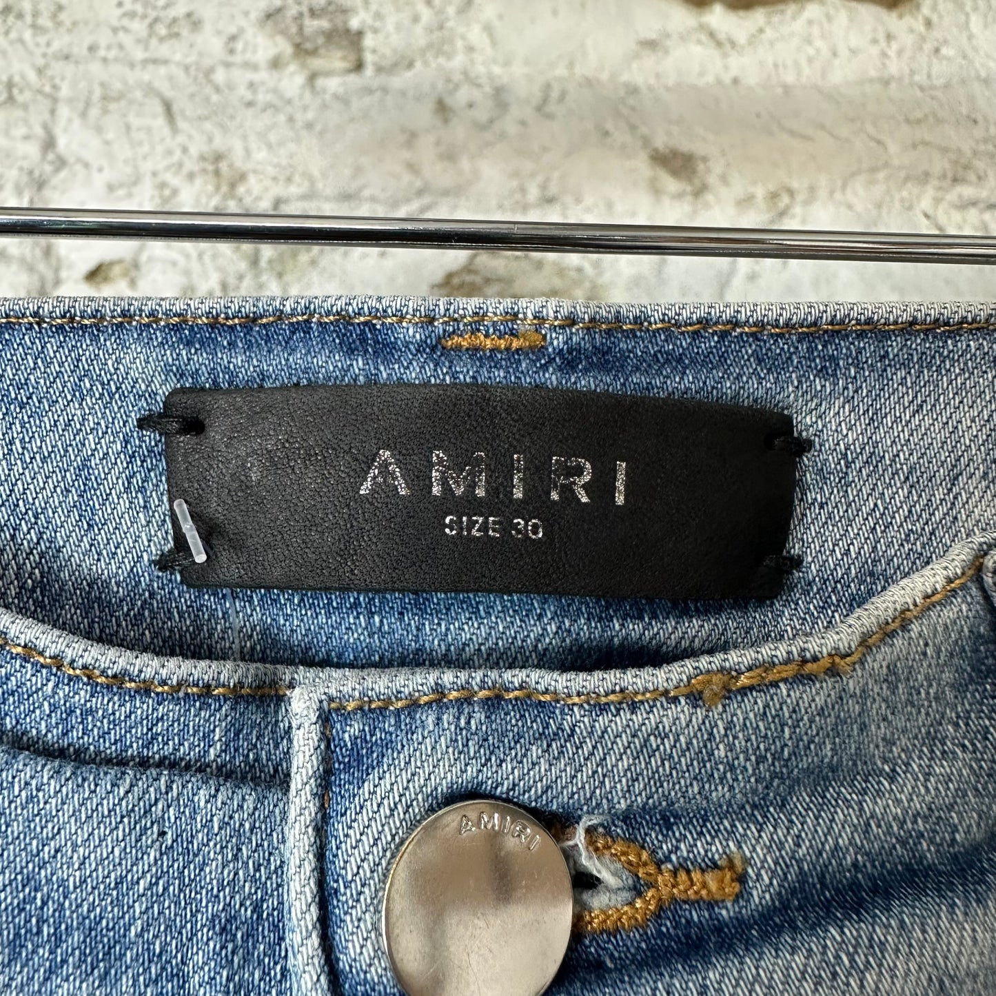 Amiri MX1 Black Paisley Blue Denim Jeans Sz 30