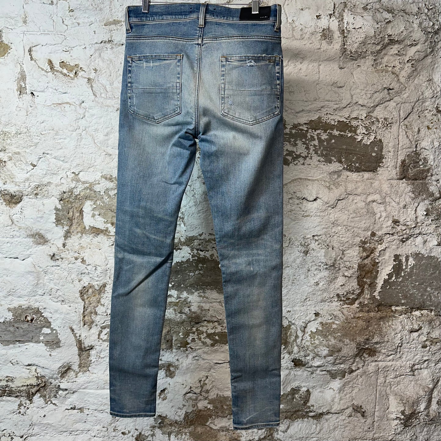 Amiri MX1 Cream Suede Blue Denim Jeans Sz 32