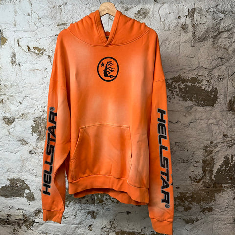 Hellstar Fire Logo Hoodie Orange Sz XL