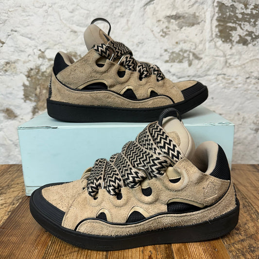 Lanvin Curb Black Brown Lace Brown Suede Sneaker Sz 12 (45)