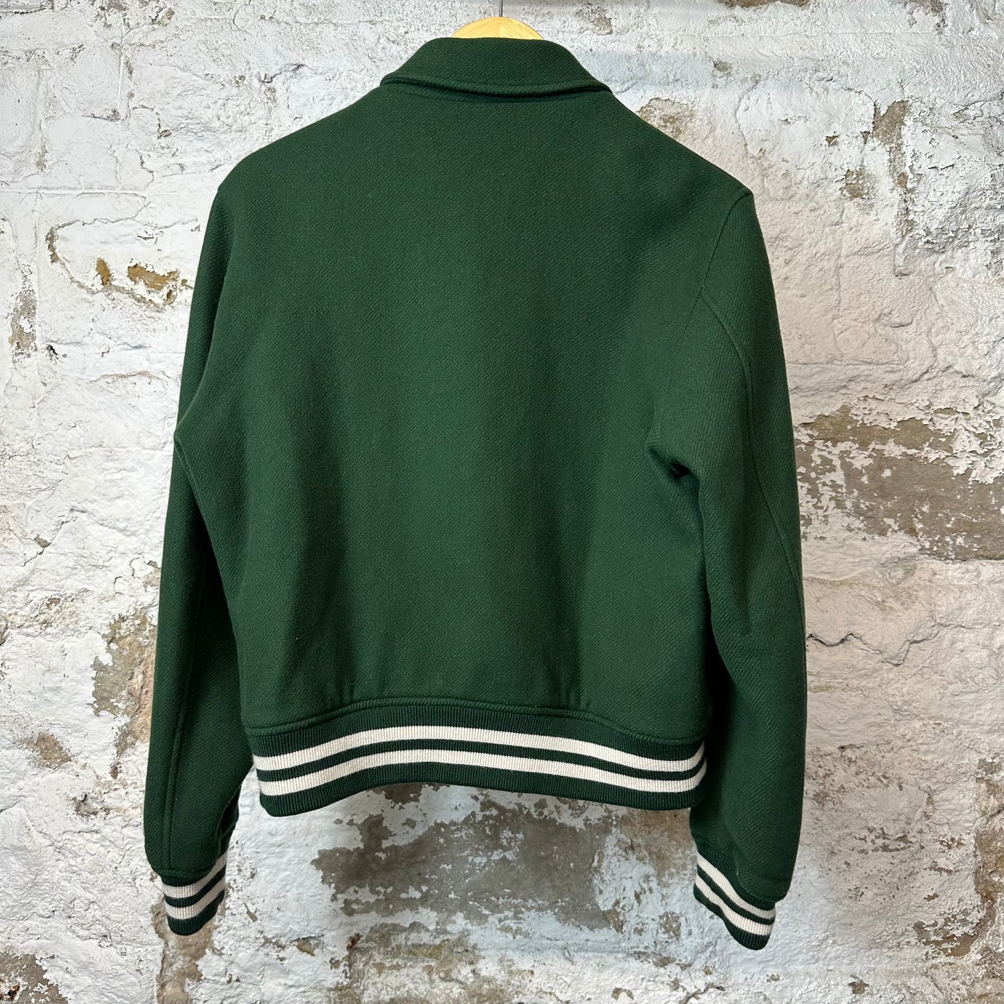 Amiri Cream Bone Varsity Jacket Green Sz M (48)
