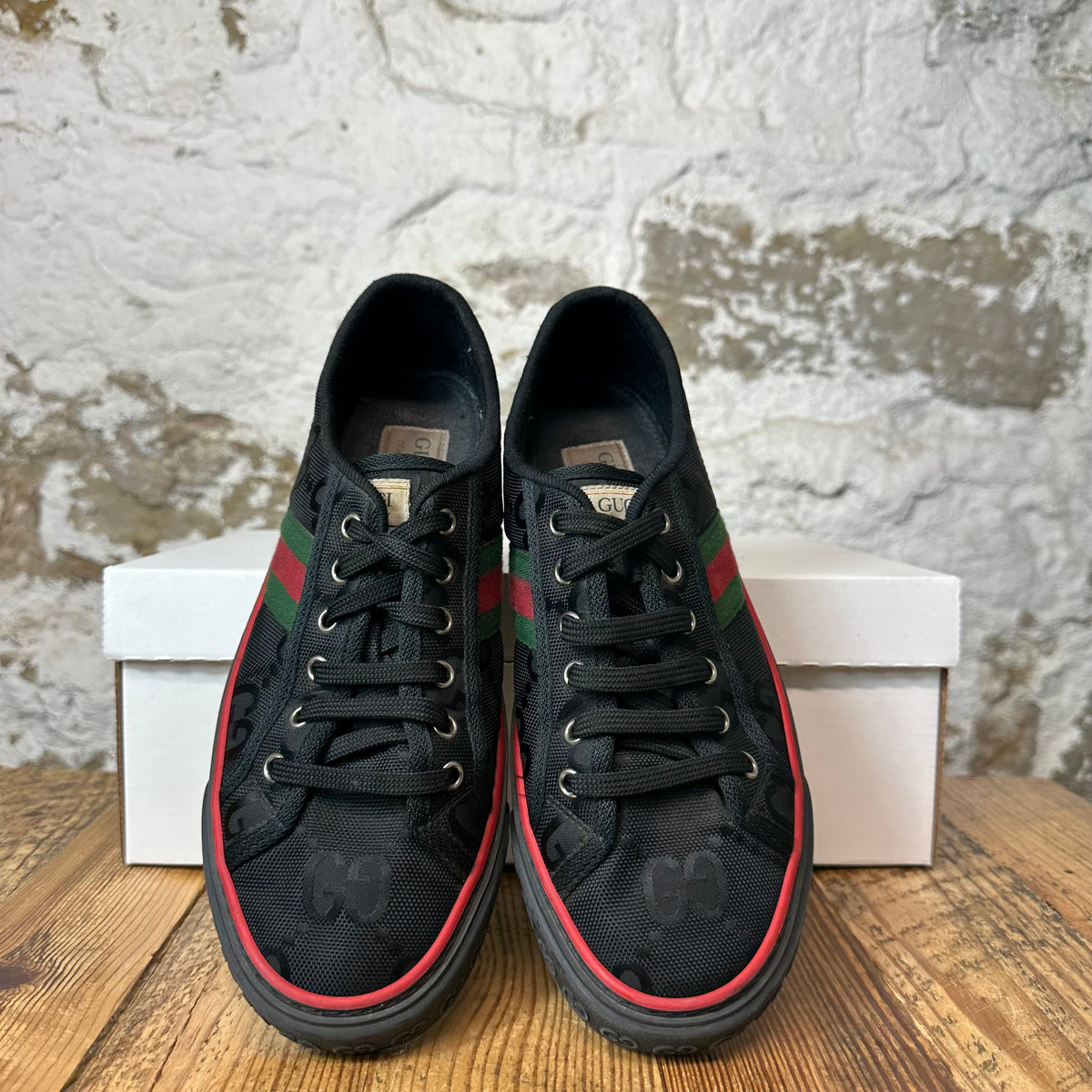 Gucci Tennis 1977 Black Monogram Sneaker Sz 7 (40)
